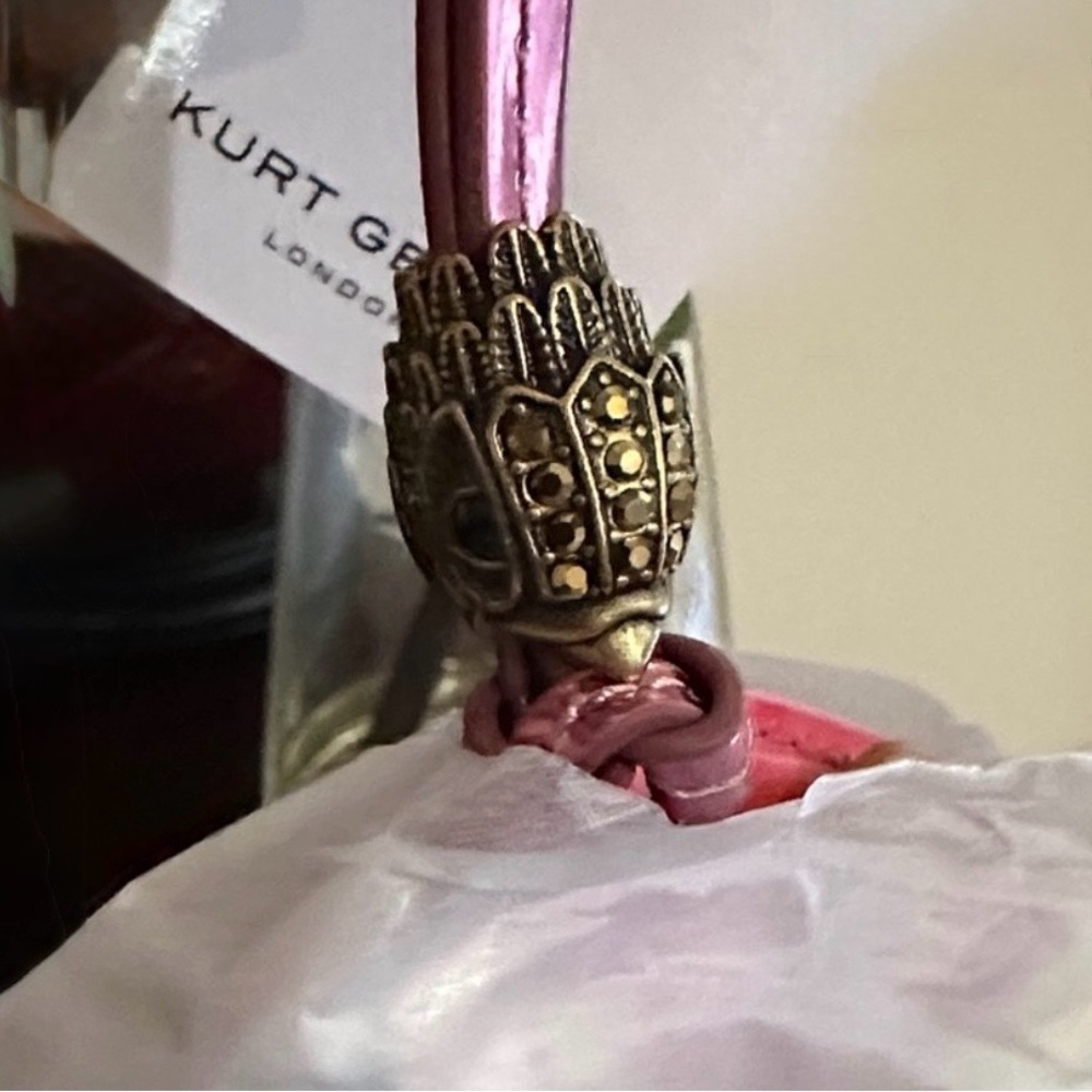 KURT GEIGER• Pink Floral Leather Bag Charm - Picture 8 of 11